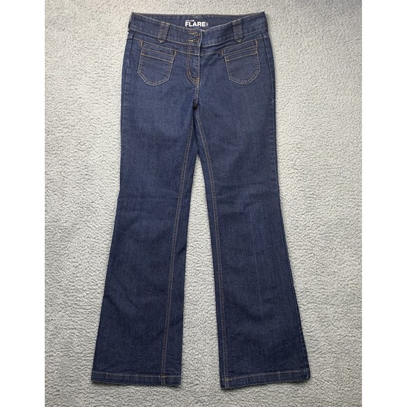 New York & Company Jeans Womens 6 Tall Blue Low Rise Flare Retro Style Denim - Picture 1 of 13